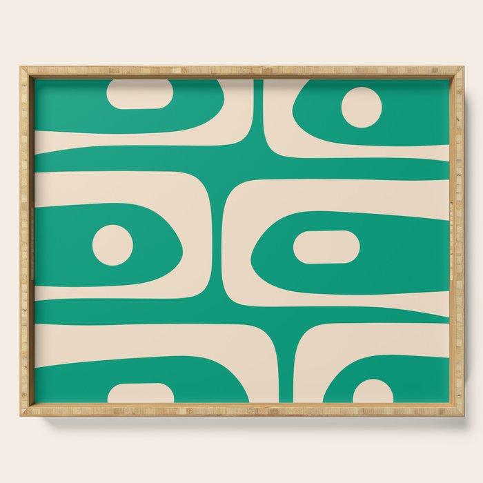 Mid Century Modern Minimalist Retro Abstract Piquet Pattern Jade Green Serving Tray Gallery Image 1
