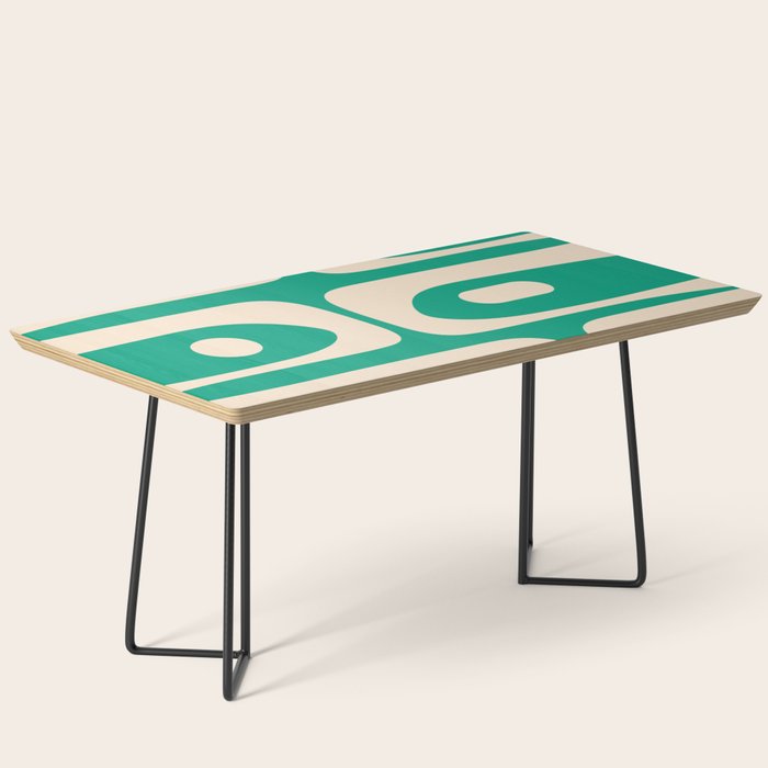 Mid Century Modern Minimalist Retro Abstract Piquet Pattern Jade Green Coffee Table Gallery Image 1