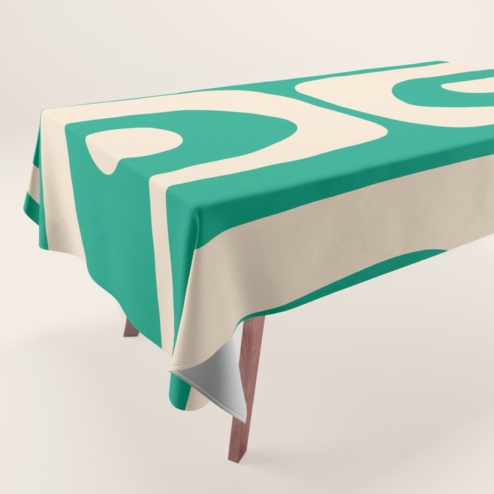 Mid Century Modern Minimalist Retro Abstract Piquet Pattern Jade Green Tablecloth Gallery Image 1