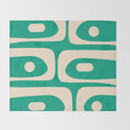 Mid Century Modern Minimalist Retro Abstract Piquet Pattern Jade Green Throw Blanket Gallery Image 2