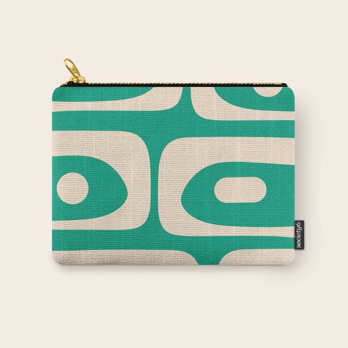 Mid Century Modern Minimalist Retro Abstract Piquet Pattern Jade Green Carry All Pouch Gallery Image 1