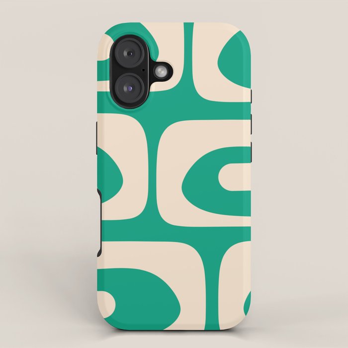 Mid Century Modern Minimalist Retro Abstract Piquet Pattern Jade Green iPhone Case Gallery Image 1