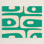 Mid Century Modern Minimalist Retro Abstract Piquet Pattern Jade Green Jigsaw Puzzle Gallery Image 1