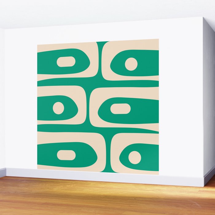 Mid Century Modern Minimalist Retro Abstract Piquet Pattern Jade Green Wall Mural Gallery Image 2