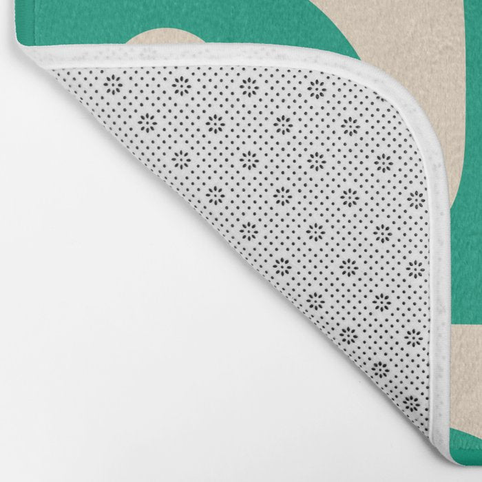 Mid Century Modern Minimalist Retro Abstract Piquet Pattern Jade Green Bath Mat Gallery Image 2