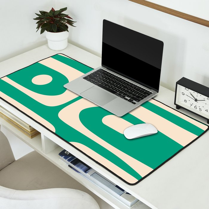 Mid Century Modern Minimalist Retro Abstract Piquet Pattern Jade Green Desk Mat Gallery Image 2