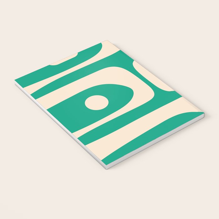 Mid Century Modern Minimalist Retro Abstract Piquet Pattern Jade Green Notebook Gallery Image 3