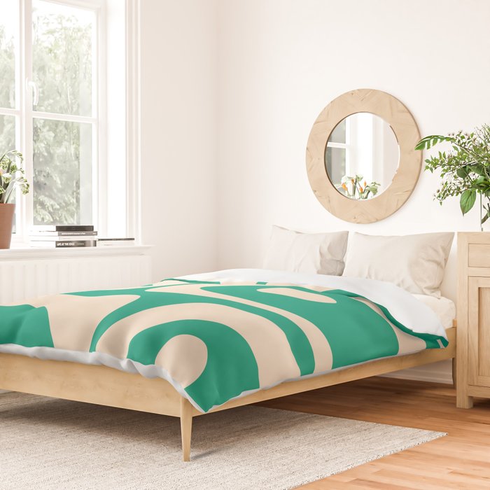 Mid Century Modern Minimalist Retro Abstract Piquet Pattern Jade Green Duvet Cover Gallery Image 2