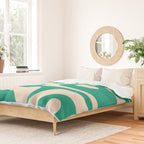 Mid Century Modern Minimalist Retro Abstract Piquet Pattern Jade Green Duvet Cover Gallery Image 2