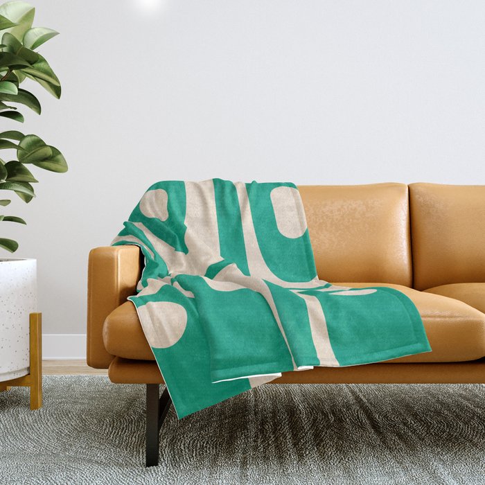 Mid Century Modern Minimalist Retro Abstract Piquet Pattern Jade Green Throw Blanket Gallery Image 1