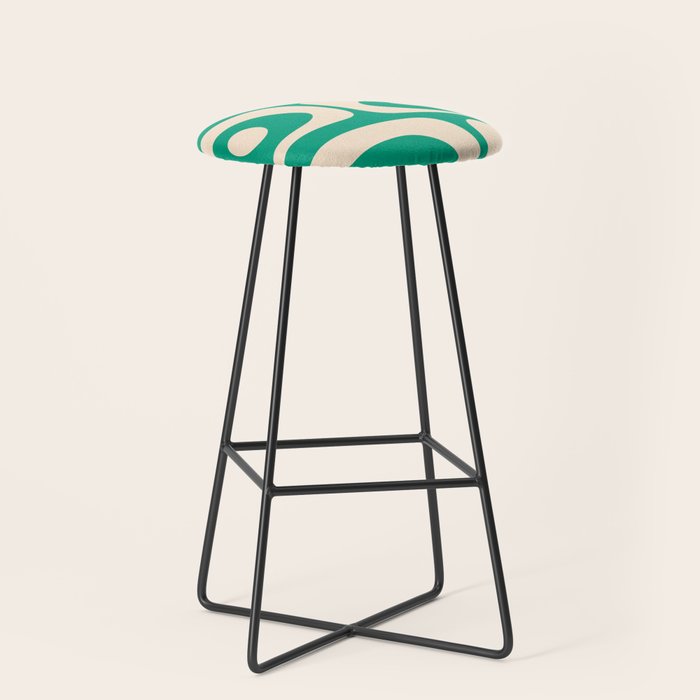 Mid Century Modern Minimalist Retro Abstract Piquet Pattern Jade Green Stool Gallery Image 1