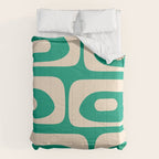 Mid Century Modern Minimalist Retro Abstract Piquet Pattern Jade Green Comforter Gallery Image 6