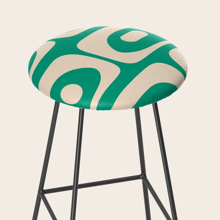 Mid Century Modern Minimalist Retro Abstract Piquet Pattern Jade Green Stool Gallery Image 2