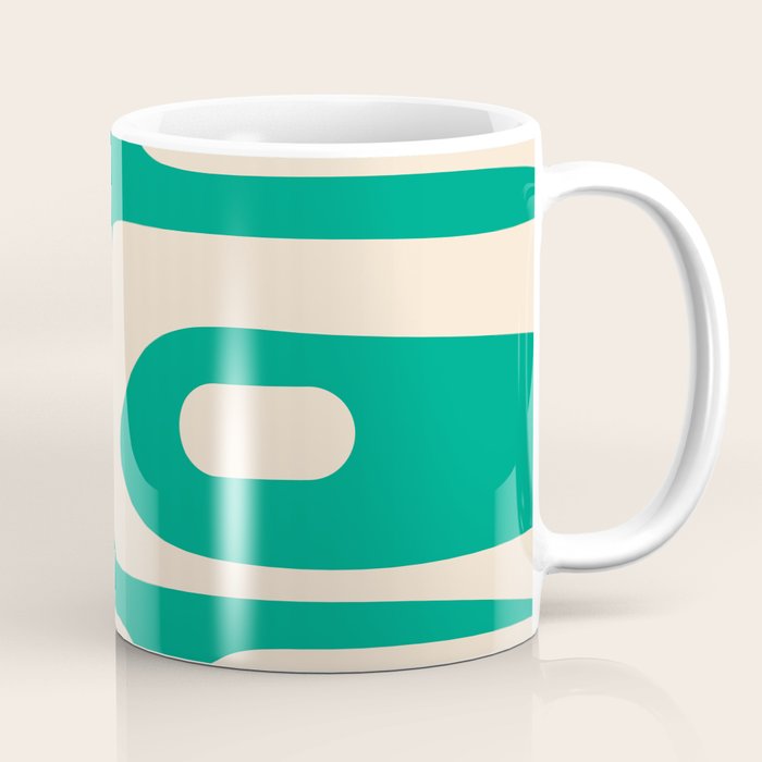 Mid Century Modern Minimalist Retro Abstract Piquet Pattern Jade Green Coffee Mug Gallery Image 1