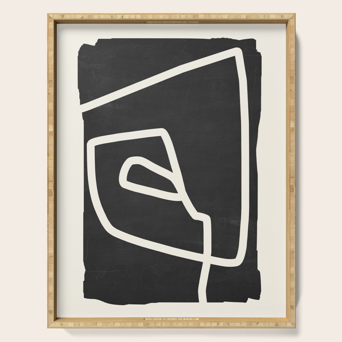 abstract minimal 57 Black & White Serving Tray Gallery Image 1