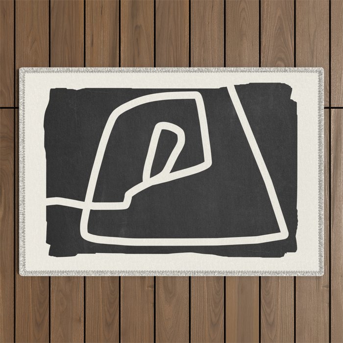 abstract minimal 57 Black & White Outdoor Rug Gallery Image 1