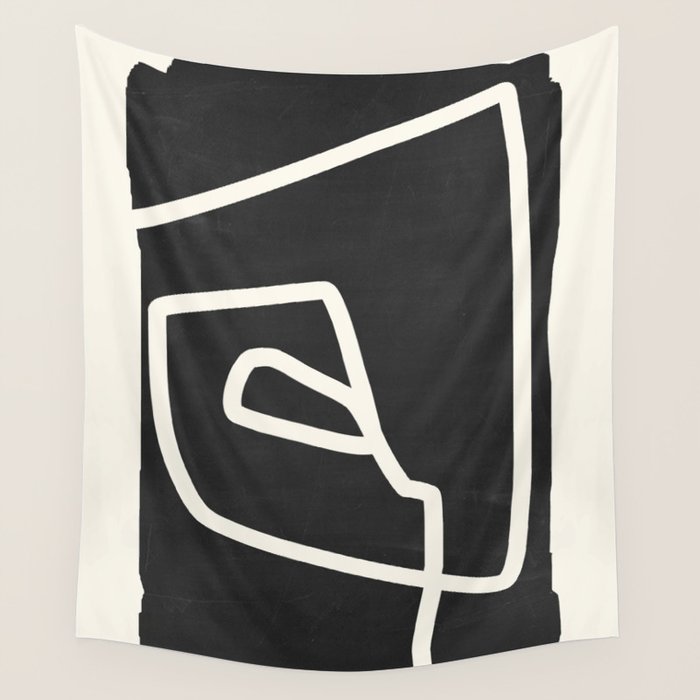 abstract minimal 57 Black & White Wall Tapestry Gallery Image 1