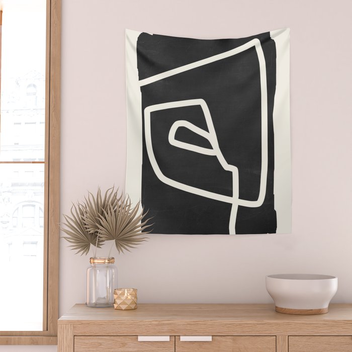 abstract minimal 57 Black & White Wall Tapestry Gallery Image 2