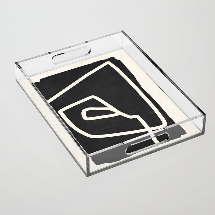 abstract minimal 57 Black & White Acrylic Tray Gallery Image 1