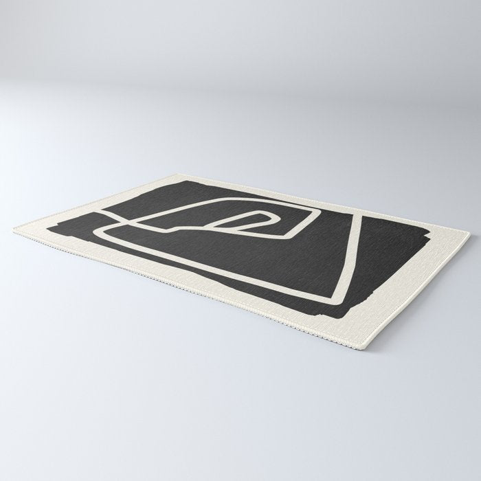 abstract minimal 57 Black & White Rug Gallery Image 3
