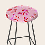 Festive Pink and Red Christmas Ribbons and Bows hand drawn Collection on Pastel Pink Stool Gallery Image 2