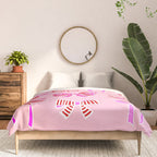 Festive Pink and Red Christmas Ribbons and Bows hand drawn Collection on Pastel Pink Comforter Gallery Image 3