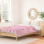 Festive Pink and Red Christmas Ribbons and Bows hand drawn Collection on Pastel Pink Duvet Cover Gallery Image 2