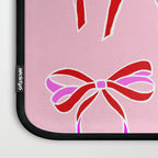 Festive Pink and Red Christmas Ribbons and Bows hand drawn Collection on Pastel Pink Laptop Sleeve Gallery Image 3