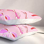 Festive Pink and Red Christmas Ribbons and Bows hand drawn Collection on Pastel Pink Pillow Sham Gallery Image 3