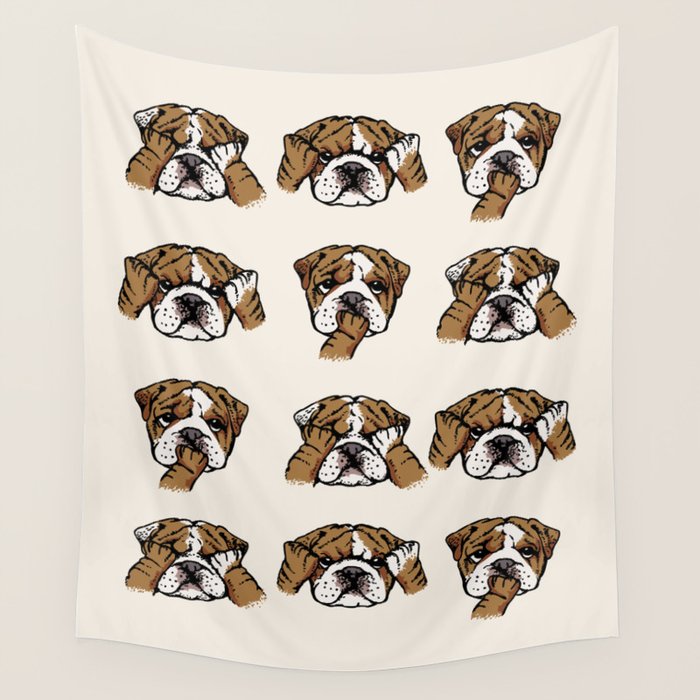 No Evil English Bulldog Wall Tapestry Gallery Image 1