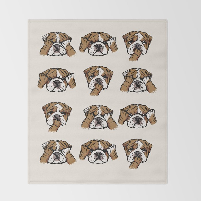 No Evil English Bulldog Throw Blanket Gallery Image 2