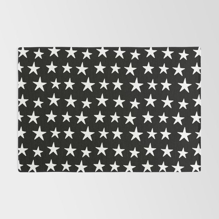 Star Pattern White On Black Rug Gallery Image 2