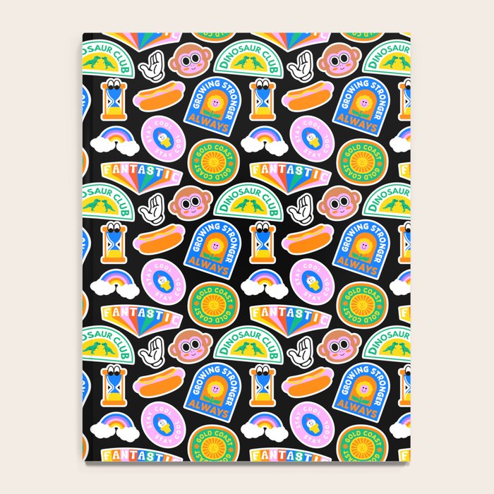 Retro cartoon label sticker pattern Notebook Gallery Image 4