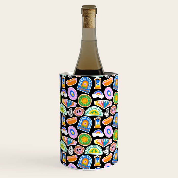 Retro cartoon label sticker pattern Wine Chiller Gallery Image 1