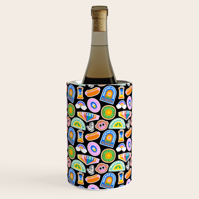 Retro cartoon label sticker pattern Wine Chiller Gallery Image 2