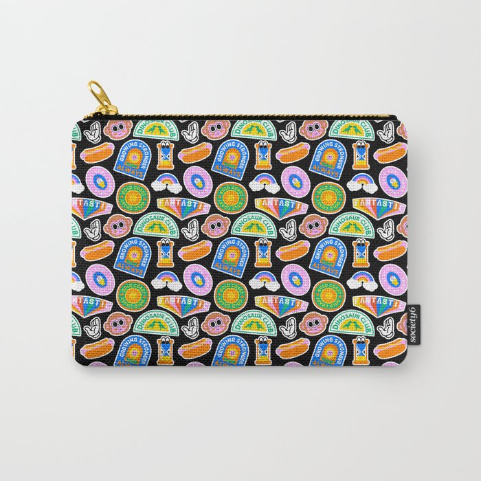 Retro cartoon label sticker pattern Carry All Pouch Gallery Image 1