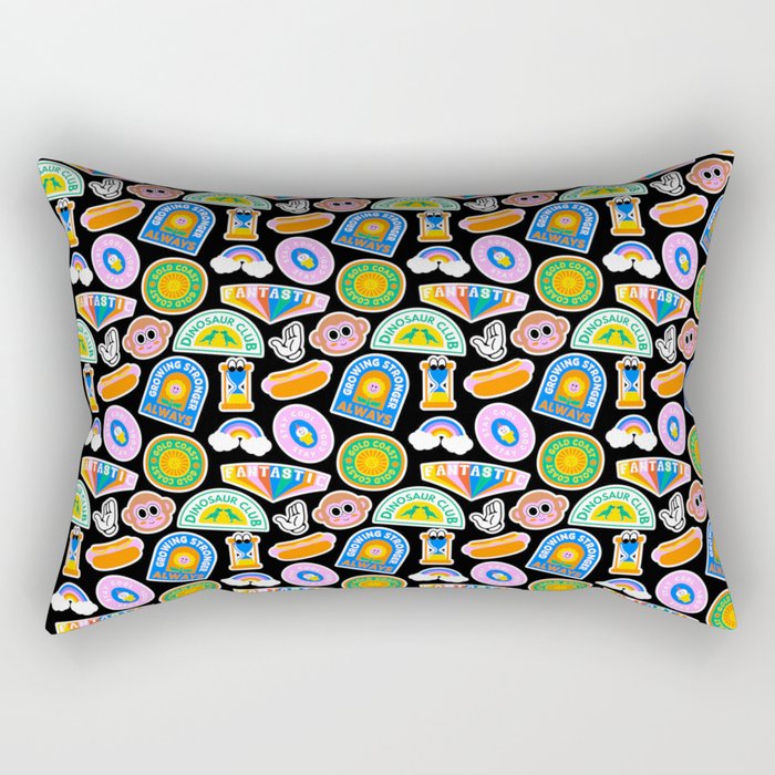 Retro cartoon label sticker pattern Rectangular Pillow Gallery Image 2