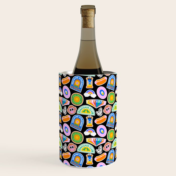 Retro cartoon label sticker pattern Wine Chiller Gallery Image 3