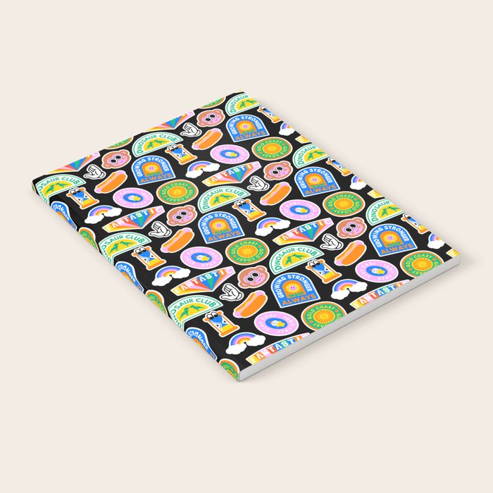 Retro cartoon label sticker pattern Notebook Gallery Image 1