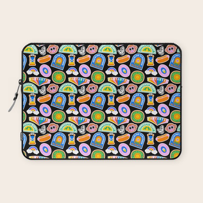 Retro cartoon label sticker pattern Laptop Sleeve Gallery Image 1