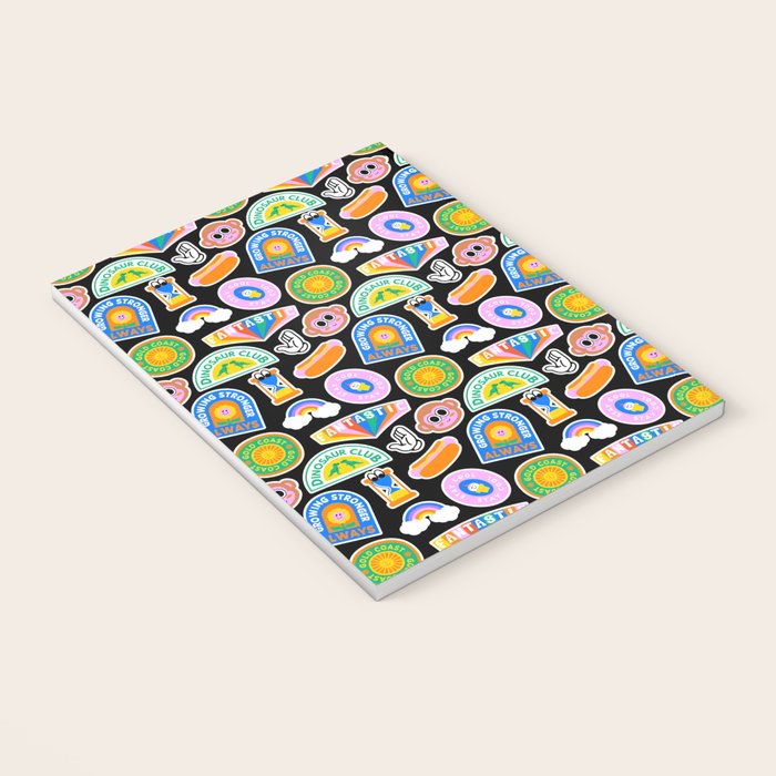 Retro cartoon label sticker pattern Notebook Gallery Image 3