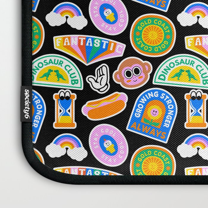 Retro cartoon label sticker pattern Laptop Sleeve Gallery Image 3