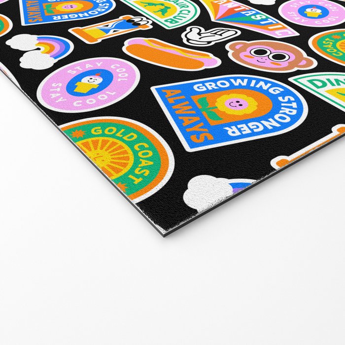 Retro cartoon label sticker pattern Welcome Mat Gallery Image 2