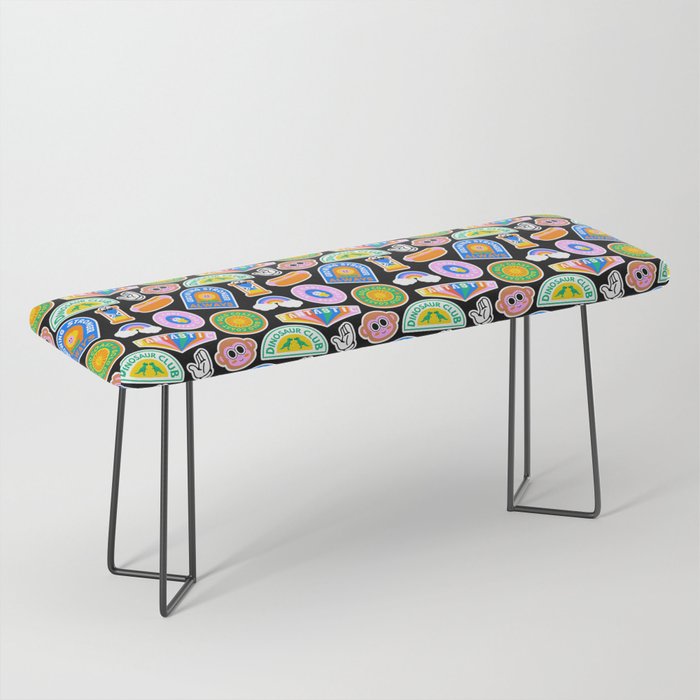 Retro cartoon label sticker pattern Bench Gallery Image 1