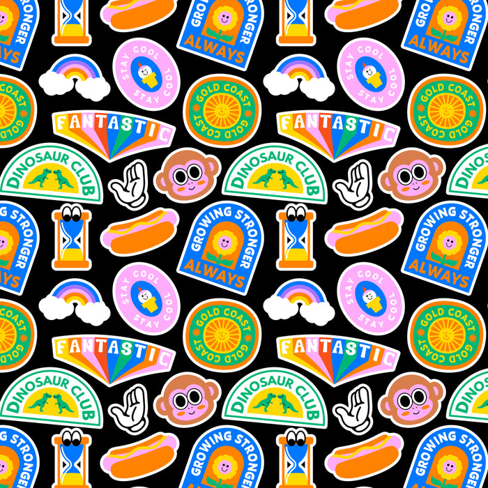 Retro cartoon label sticker pattern Coffee Mug Gallery Image 2