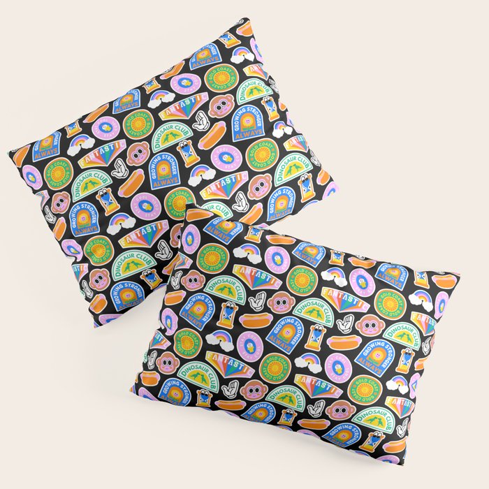 Retro cartoon label sticker pattern Pillow Sham Gallery Image 3