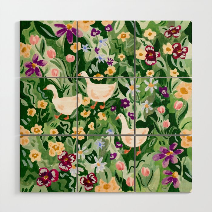 Ducks and Wildflowers Wood Wall Art Gallery Image 1