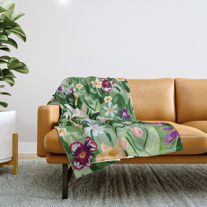 Ducks and Wildflowers Throw Blanket Gallery Image 1