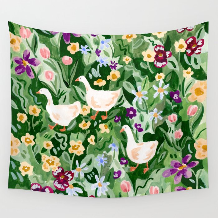 Ducks and Wildflowers Wall Tapestry Gallery Image 4