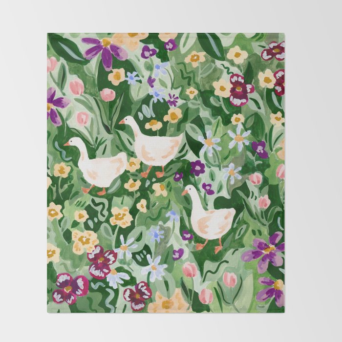 Ducks and Wildflowers Throw Blanket Gallery Image 2
